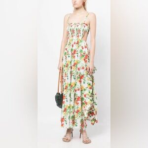 Caroline Constas Floral Print Dress - White, Red, Green
